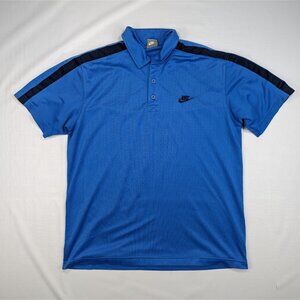 VTG 00's Nike Golf Polo Jersey Men Large L Blue Embroidered Logo Tennis Sports